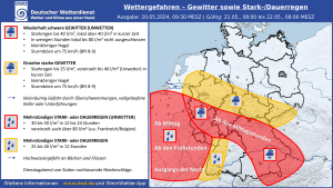 DWD Erneut teils kraeftige Gewitter und heftige Starkregenfaelle mit Unwettergefahr 1