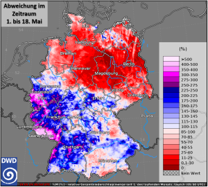 DWD Im Mai bisher extrem ungleiche Regenverteilung 2