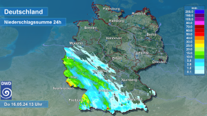 DWD Viel Regen fuer die Suedwesthaelfte 1