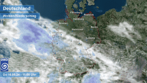 DWD Viel Regen fuer die Suedwesthaelfte